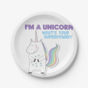 Assiettes En Carton Superpuissance de l'Unicorne