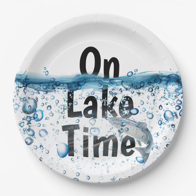 Assiettes En Carton Sur le lac Time avec poisson (Devant)