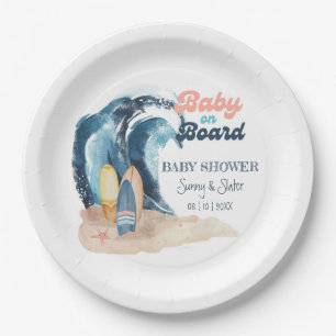 Assiettes En Carton Surf Baby shower Tropical Beach Couples