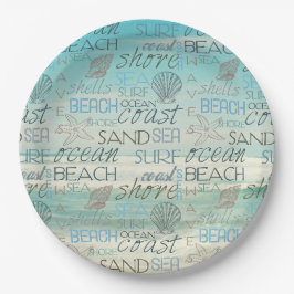 Assiettes En Carton Surf de plage mer de sable