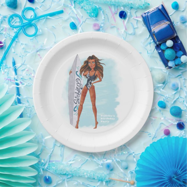 Assiettes En Carton Surf d'été Beach Party (Fête)