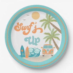 Assiettes En Carton Surf Surf Beach Plaques papier fête d'anniversaire
