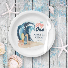 Assiettes En Carton Surf | The Big One Beach Baby 1er anniversaire