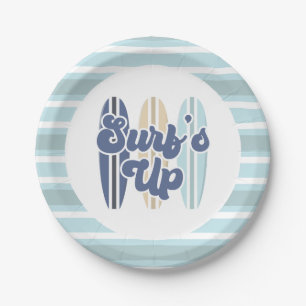 Assiettes En Carton Surf Up Surboard Beach Plaques en papier d'anniver