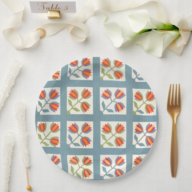 Assiettes En Carton Surface composée de tulipe (Mariage)