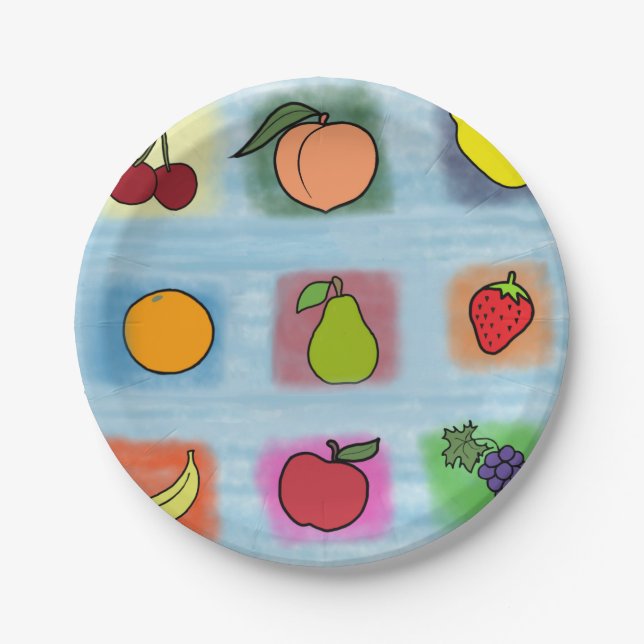 Assiettes En Carton Surprise des fruits (Devant)