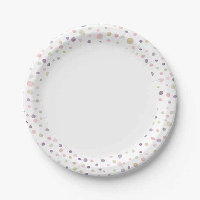 Assiettes En Carton Susan Confetti Aquarelle points Plaque en papier (Devant)