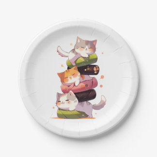 Assiettes En Carton Sushi Cat Miaw | Style nippon