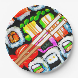 Assiettes En Carton Sushi pop