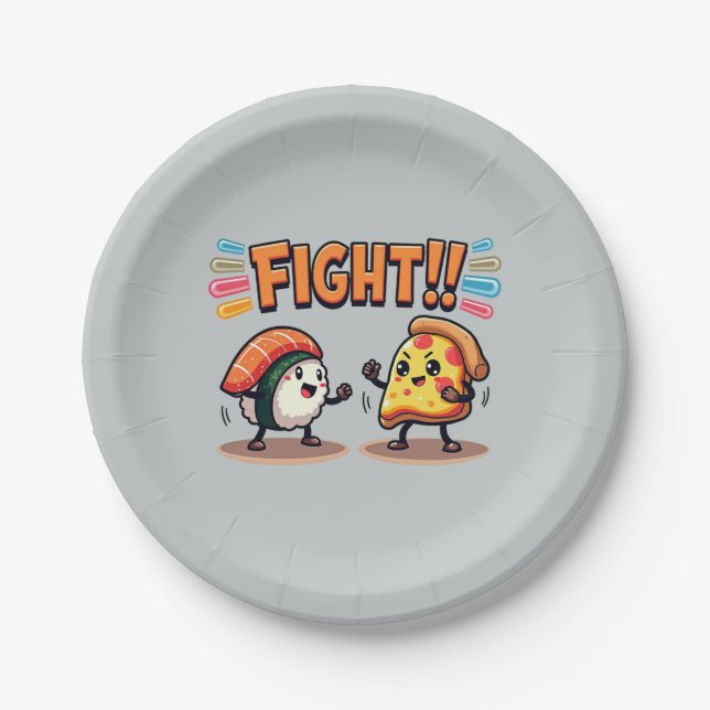 Assiettes En Carton Sushi vs Pizza (Devant)