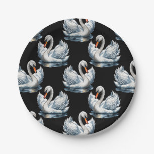 Assiettes En Carton Swan Birds Design Motif