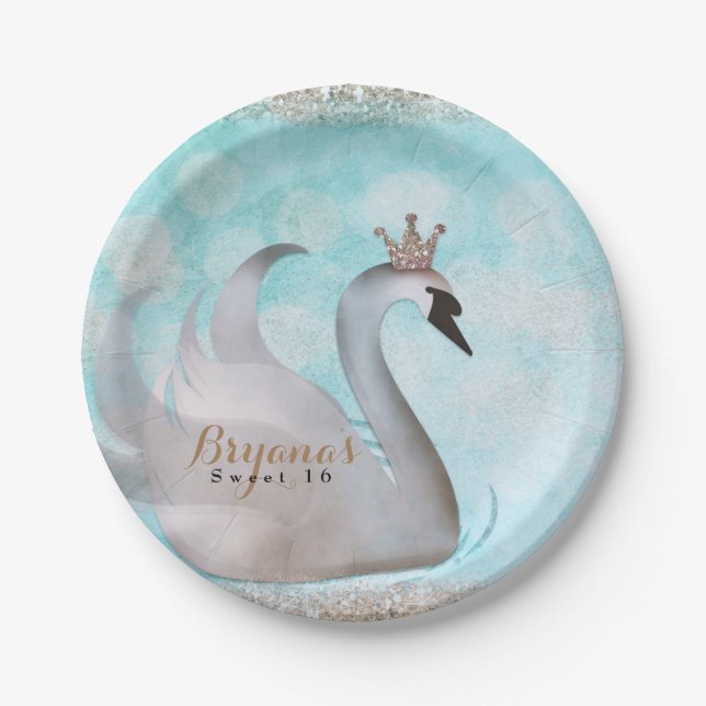 Assiettes En Carton Swan Princess Parties scintillant Fairy Tale Anniv (Devant)
