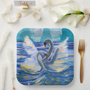 Assiettes En Carton Swans "Art by Kids"