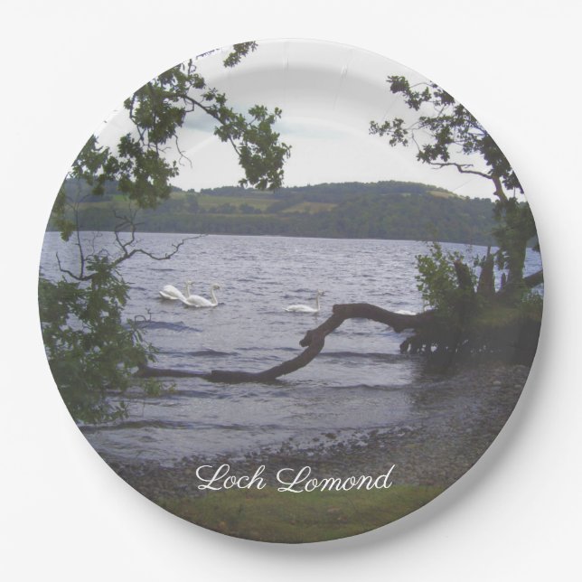 Assiettes En Carton Swans sur Loch Lomond (Devant)