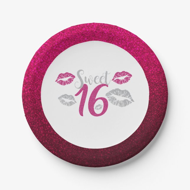 Assiettes En Carton Sweet 16 (Devant)
