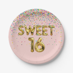 Assiettes En Carton Sweet 16 Ballons et Confetti