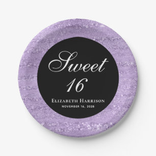 Assiettes En Carton Sweet 16 Élégante fête d'anniversaire violet