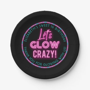 Assiettes En Carton Sweet 16 Neon Fête d'anniversaire