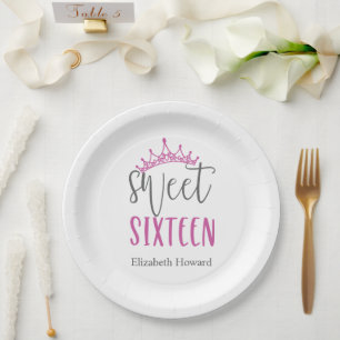 Assiettes En Carton Sweet 16 Personnalisé