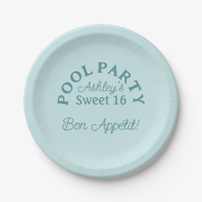 Assiettes En Carton Sweet 16 Summer Pool Party Anniversaire (Devant)