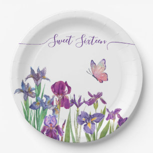 Assiettes En Carton Sweet 16script floral fête d'anniversaire