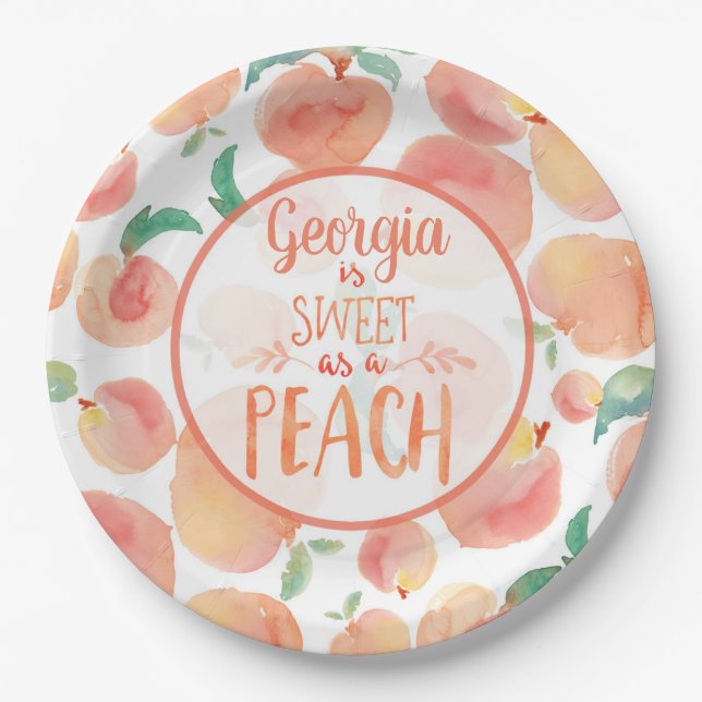 Assiettes En Carton Sweet as a Peach Anniversaire Plaques (Devant)