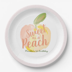 Assiettes En Carton Sweet as a Peach Girl Pink Anniversaire
