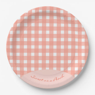 Assiettes En Carton Sweet as a Peach Plaid Anniversaire