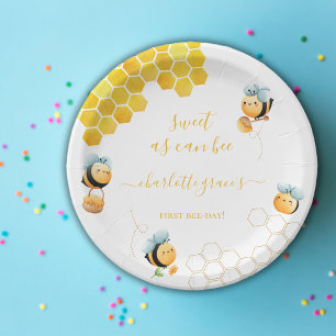 Assiettes En Carton Sweet As Can Bee First Baby's Birthday