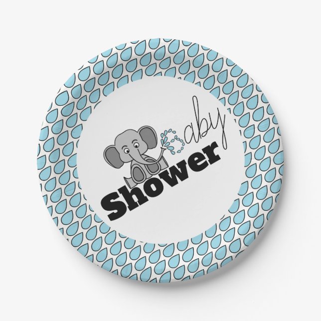 Assiettes En Carton Sweet Baby Elephant, Baby shower (Devant)