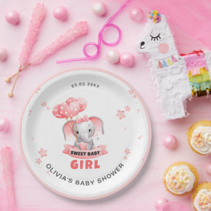 Assiettes En Carton Sweet Baby Elephant Baby shower