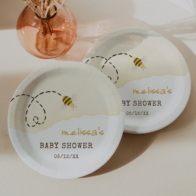 Assiettes En Carton Sweet Bumble Bee Baby shower (Créateur téléchargé)