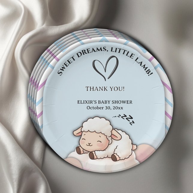 Assiettes En Carton Sweet Dreams Little Lamb Cute Kawaii Baby shower (Créateur téléchargé)