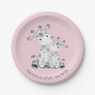 Assiettes En Carton Sweet Giraffe Girls Baby shower 7" Plaque