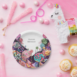 Assiettes En Carton Sweet Lollipop Candyland Anniversaire