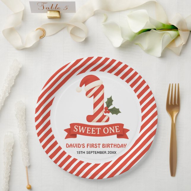 Assiettes En Carton Sweet One Christmas First Birthday Invitation (Mariage)