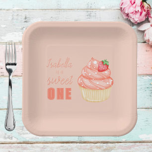 Assiettes En Carton Sweet ONE, filles roses première fête d'anniversai