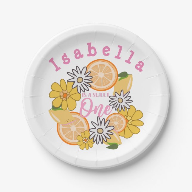 Assiettes En Carton Sweet One Lemon Premier Anniversaire (Devant)