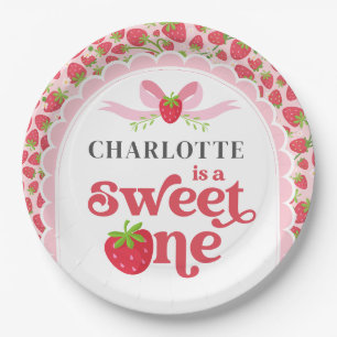 Assiettes En Carton Sweet One Strawberry 1er Anniversaire 9" Round