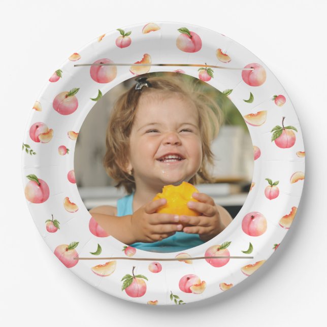 Assiettes En Carton Sweet Peach 1er Anniversaire Photo (Devant)