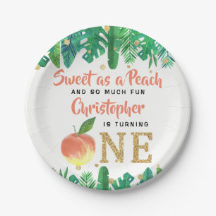 Assiettes En Carton Sweet Peach Boys 1er anniversaire