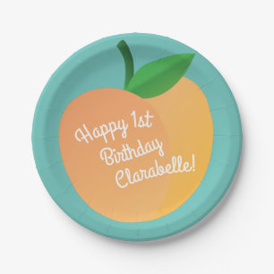 Assiettes En Carton Sweet Peach Cute Fruit 1er Anniversaire Thème
