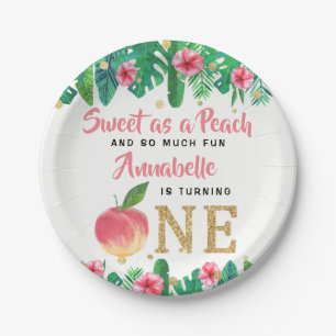 Assiettes En Carton Sweet Peach Girls 1er anniversaire