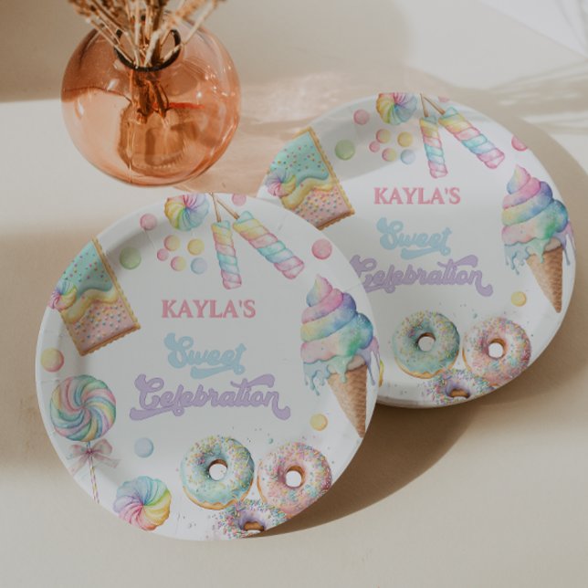 Assiettes En Carton Sweet Shop Lollipop Pastel Anniversaire Candy Land (Créateur téléchargé)
