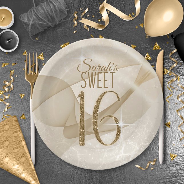 Assiettes En Carton Sweet sixteen d'éclaboussures Gold ID652 (Créateur téléchargé)