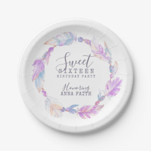 Assiettes En Carton Sweet sixteen fête d'anniversaire boho art plaque