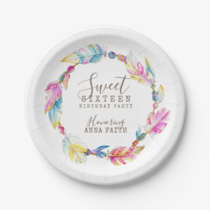 Assiettes En Carton Sweet sixteen fête d'anniversaire boho art plaque