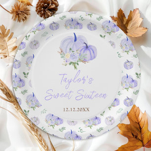 Assiettes En Carton Sweet sixteen floral Citrouille violet