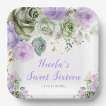 Sweet sixteen floral vert Sage et violet