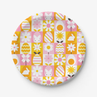 Assiettes En Carton Sweet Spring Easter Patchwork 